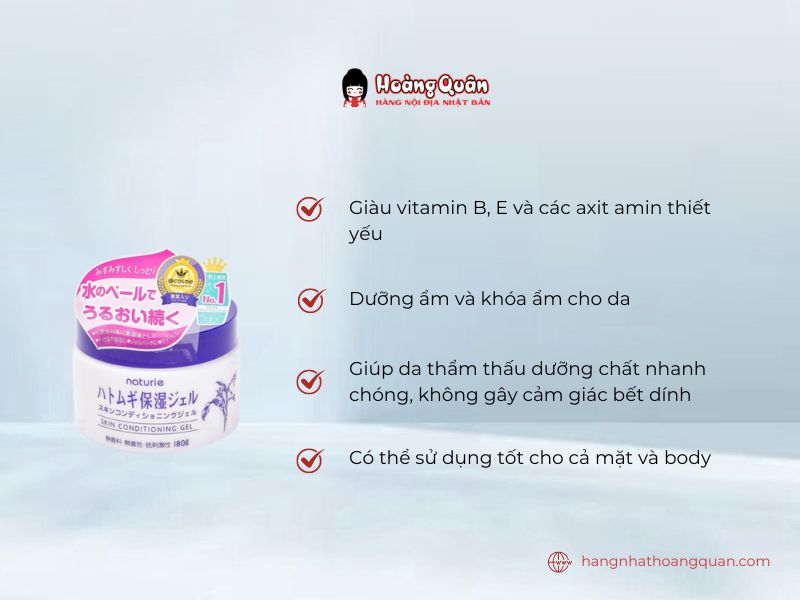 Gel Dưỡng Ẩm Naturie 180g dưỡng ẩm tối ưu cho làn da