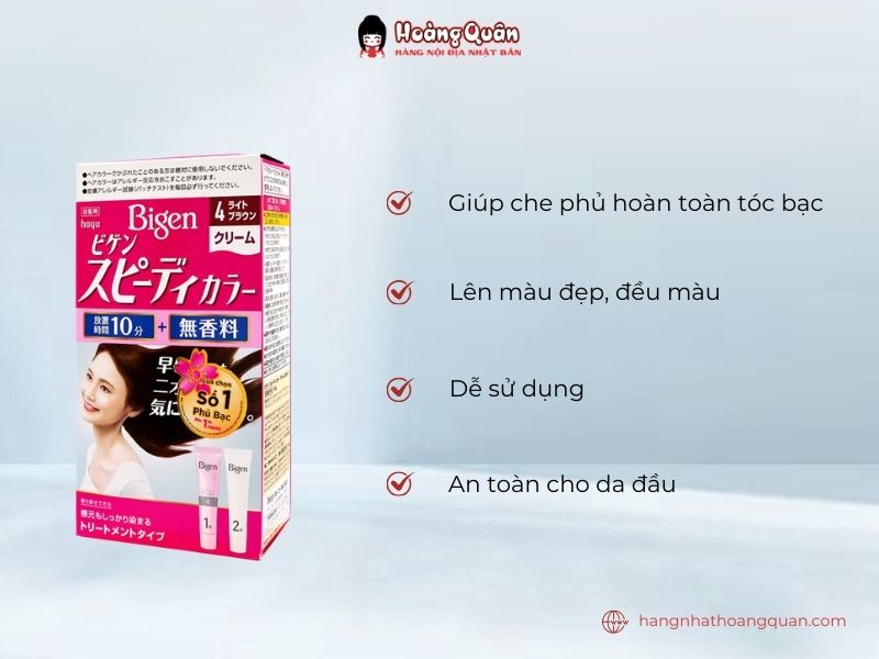 Công dụng Thuốc Nhuộm Tóc Phủ Bạc Bigen Hồng