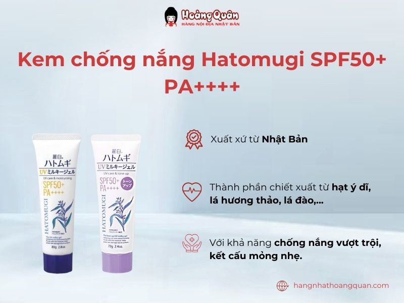 Kem chống nắng Hatomugi SPF50+ PA++++