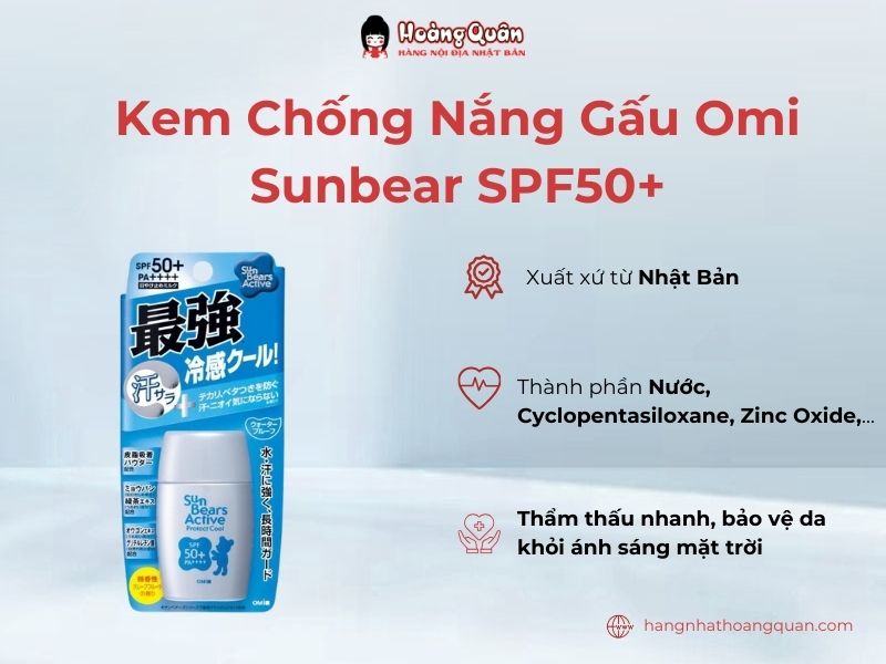 Kem chống nắng Gấu Omi Sunbear SPF50+ 