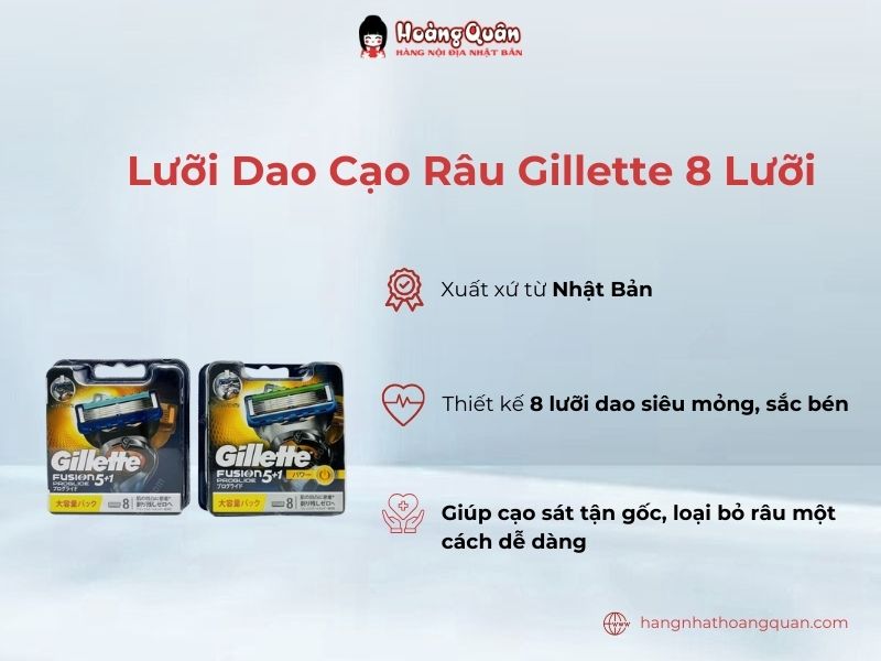 Lưỡi dao cạo râu Gillette 8 lưỡi cạo râu sát gốc