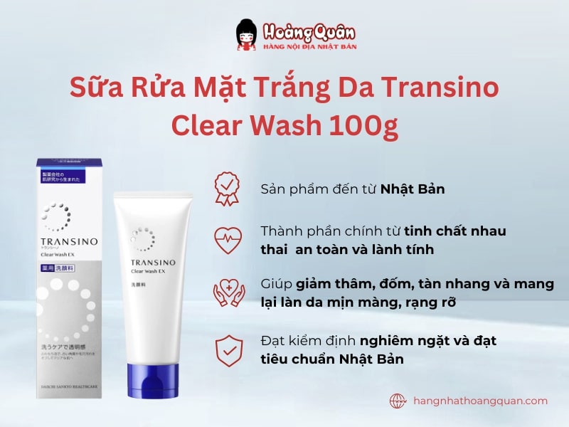 Sữa Rửa Mặt Trắng Da Transino Clear Wash 100g