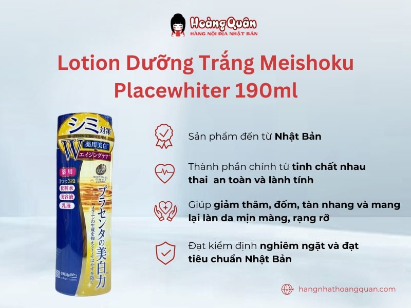 Lotion Dưỡng Trắng Meishoku Placewhiter 190ml được ưa chuộng tại Nhật Bản