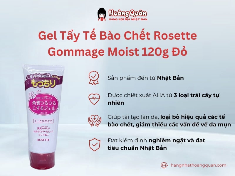 Gel Tẩy Tế Bào Chết Rosette Gommage Moist 120g Đỏ