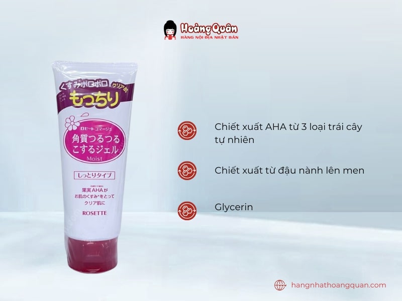 Thành phần Gel Tẩy Tế Bào Chết Rosette Gommage Moist 120g Đỏ