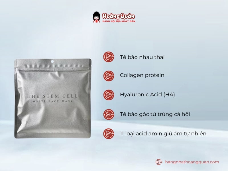 Mặt Nạ The Stem Cell White Face Mask 30M (Xám) được chiết xuất từ các thành phần cao cấp 