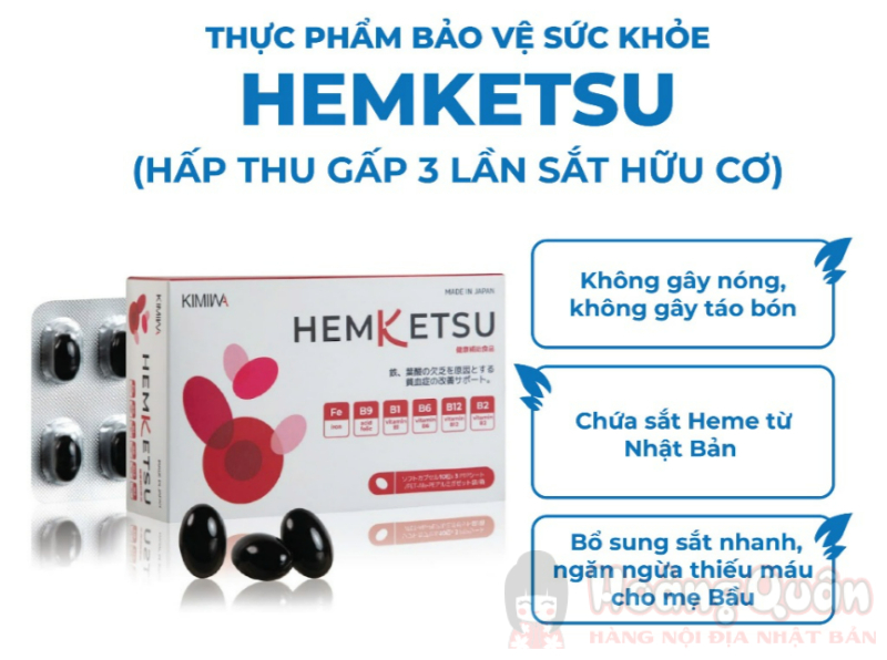 thuốc Hemketsu, hỗ trợ cải thiện thiếu máu do thiếu sắt, acid folic