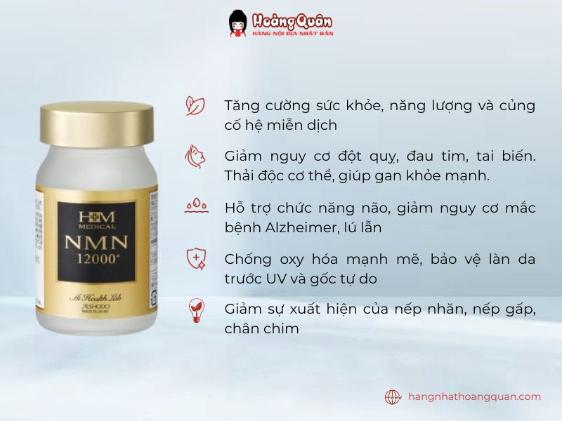 tác dụng Viên Uống Trẻ Hóa NMN AISHODO 12000mg 60v