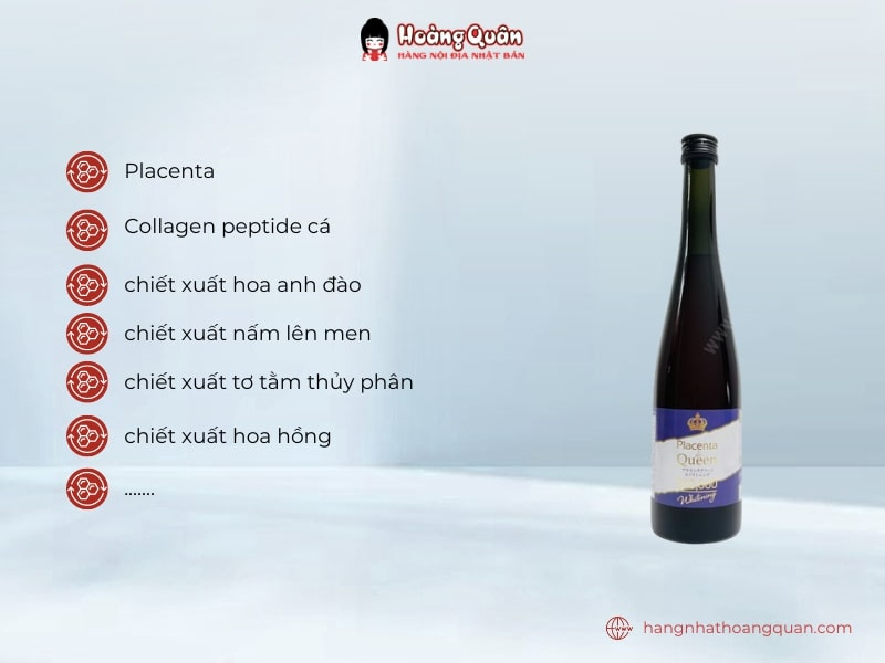 thành phần Nước Uống Trắng Da Placenta De Queen 500,000 Whitening 480ml