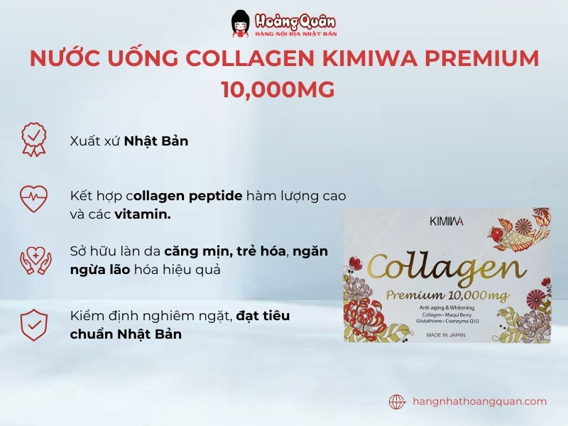 cách dùng Nước Uống Collagen Kimiwa Premium 10,000mg 10 lọ x 50ml