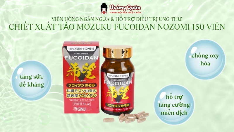 Viên nang tảo Mozuku Fucoidan Nozomi chống oxy hóa