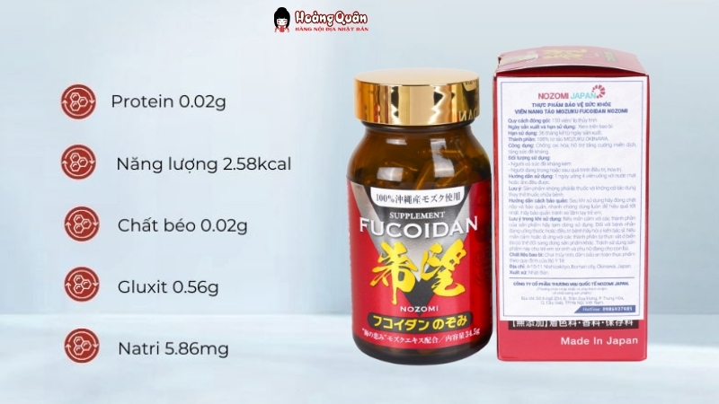 Viên Nang Tảo Mozuku Fucoidan Nozomi 150 Viên