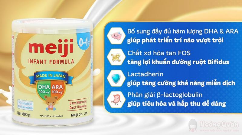 công dụng Sữa Meiji số 0 800g (0-1 tuổi)