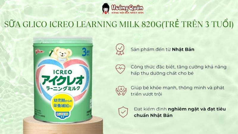 Sữa Glico Icreo Learning Milk 820g cho bé Trên 3 Tuổi