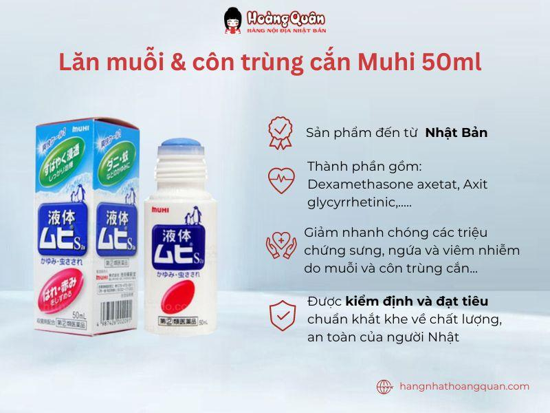 Lăn hỗ trợ giảm muỗi đốt và côn trùng cắn Muhi Nhật Bản