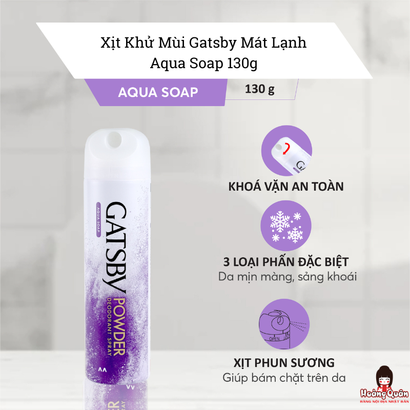 Xịt Khử Mùi Gatsby Mát Lạnh Aqua Soap 130g giá tốt
