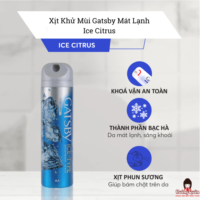 Xịt Khử Mùi Gatsby Mát Lạnh Ice Citrus 130g giá tốt