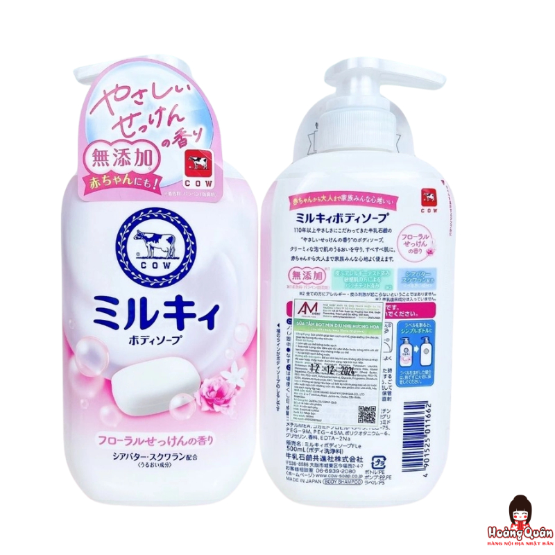 Sữa Tắm Bọt Mịn Dịu Nhẹ Cow Hương Hoa 500ml chính hãng