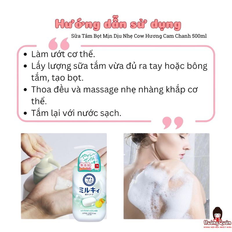Sữa Tắm Bọt Mịn Dịu Nhẹ Cow Hương Cam Chanh 500ml giá rẻ