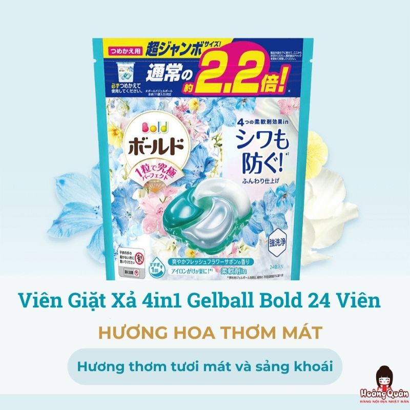 Viên giặt xả 4in1 Gelball Bold 24 viên
