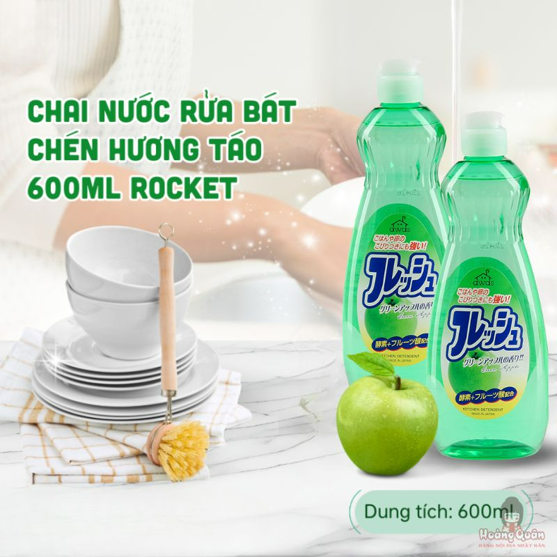 Nước Rửa Chén Hương Táo Rocket 600Ml