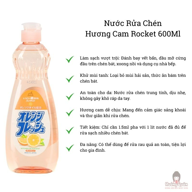 Nước Rửa Chén Hương Cam Rocket 600Ml giá tốt