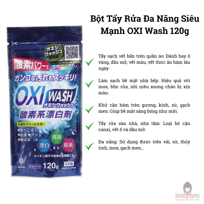 Bột Tẩy Rửa Đa Năng Siêu Mạnh OXI Wash 120g giá tốt
