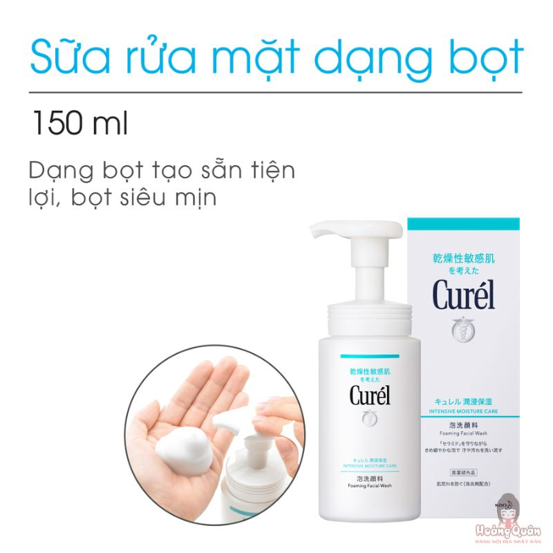Sữa rửa mặt Curél 150ml dạng bọt cấp ẩm chuyên sâu