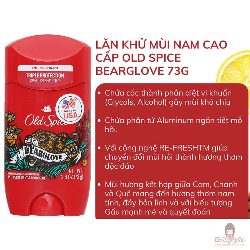 Sáp khử mùi Old Spice giảm tiết mồ hôi hương Bearglove 73g