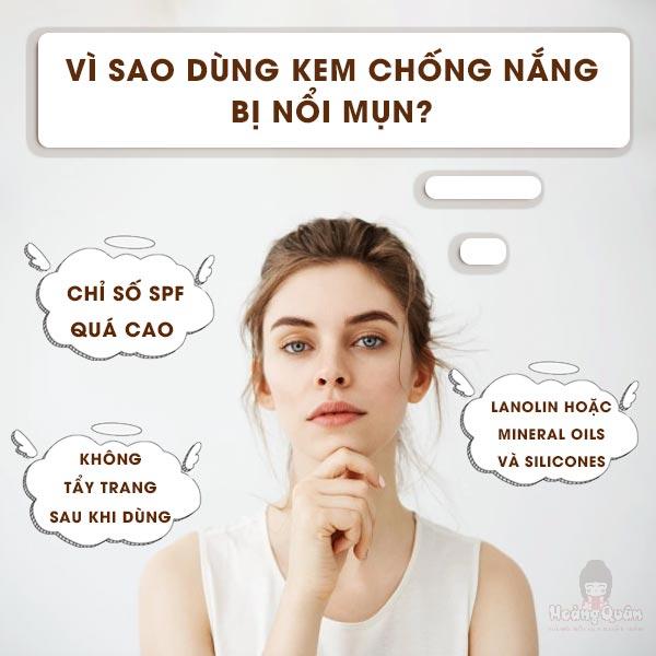 vì sao dùng kem chống nắng bị nổi mụn