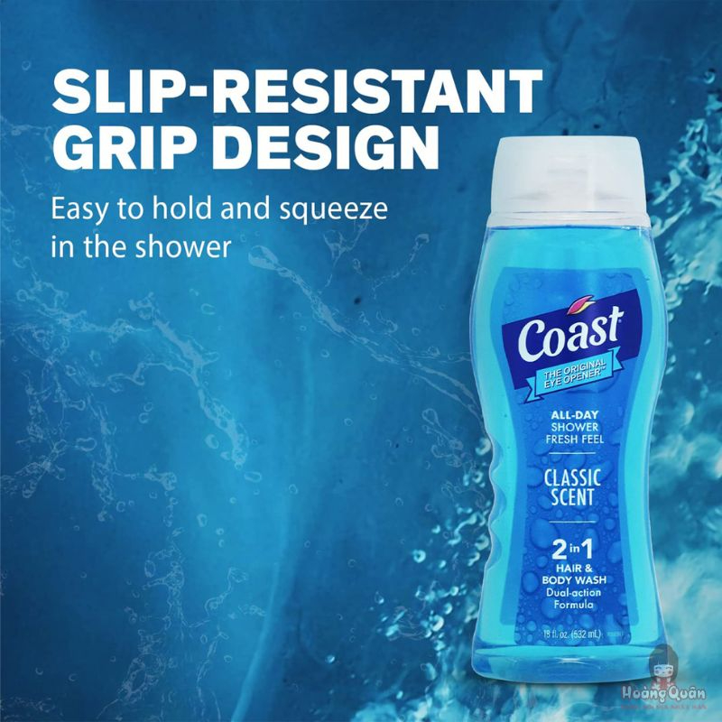 Sữa tắm gội 2in1 Coast Hair & Body Wash 532ml