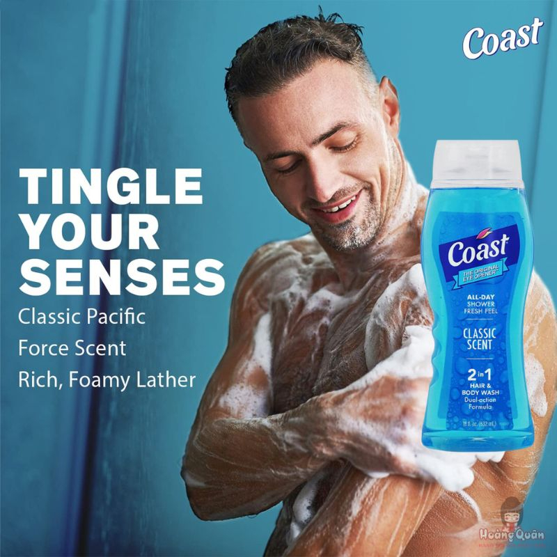 Sữa tắm gội 2in1 Coast Hair & Body Wash 532ml giá rẻ