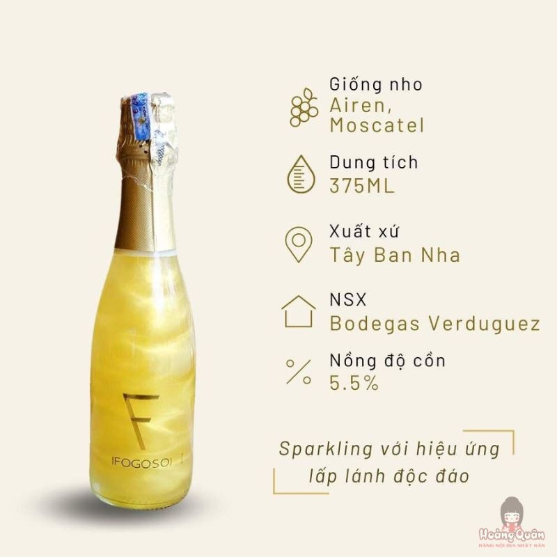 Rượu vang Sparkling Fogoso Oro 375ml