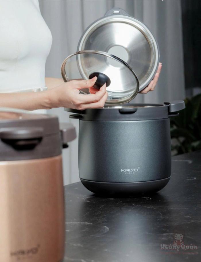 Nồi ủ chân không Kaiyo 2 tay cầm màu ghi 4,5L giá tốt