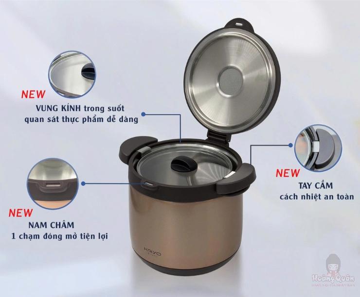 Nồi ủ chân không Kaiyo 2 tay cầm màu vàng 4.5l giá tốt