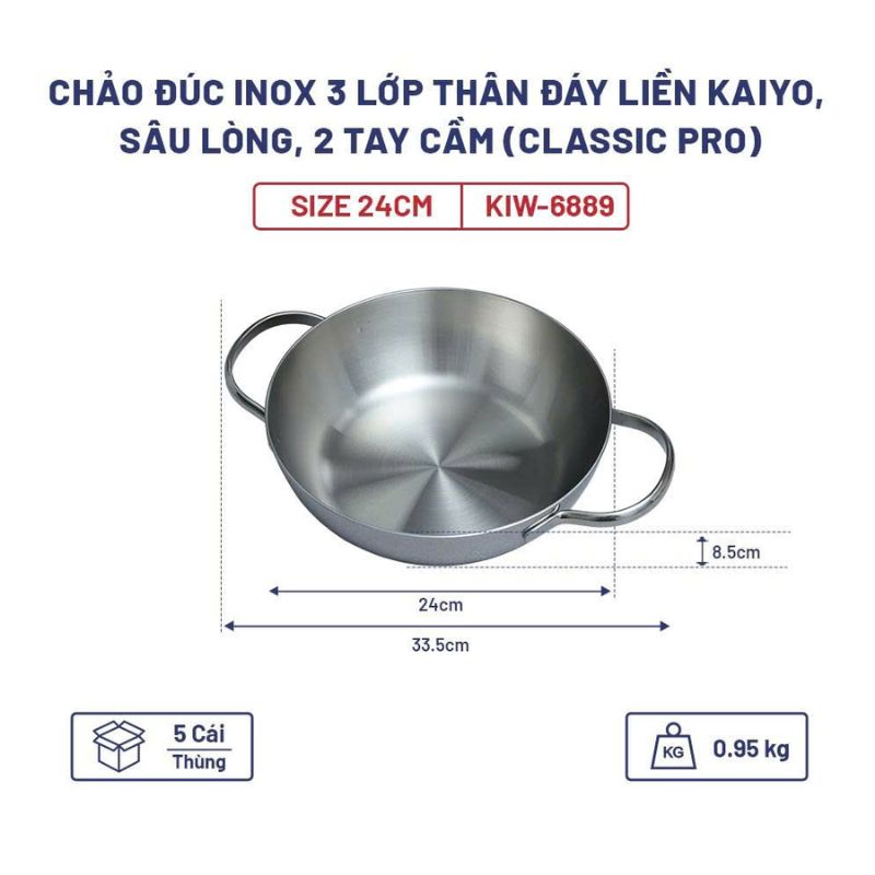 chảo inox Kaiyo Classic Pro 24cm