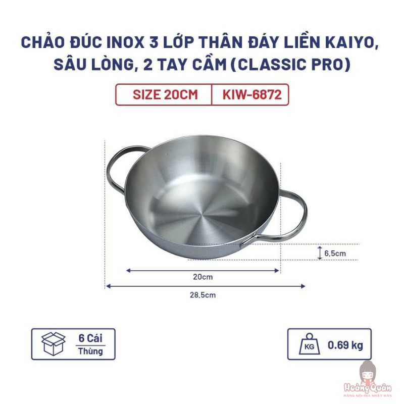 chảo inox Kaiyo Classic Pro 20cm