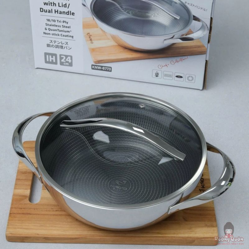 chảo inox chống dính hoa văn nổi Kaiyo 24cm giá rẻ