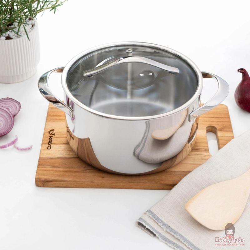 Nồi Inox thân đáy liền Tri-Ply Silver Crown Kaiyo size 18cm tốt