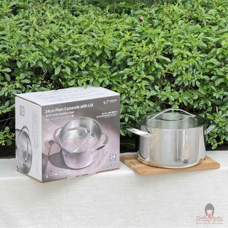Nồi Inox thân đáy liền Tri-Ply Silver Crown Kaiyo size 24cm rẻ