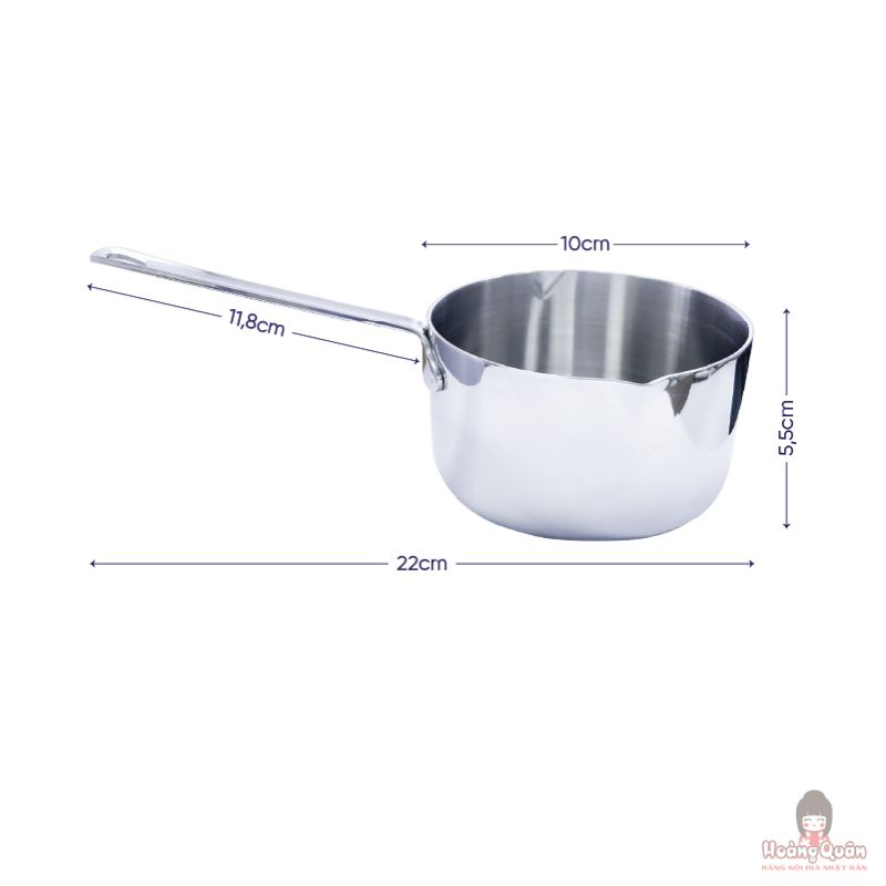 Quánh đúc Inox 3 lớp đáy liền Tri-Ply Kaiyo mini size 10cm