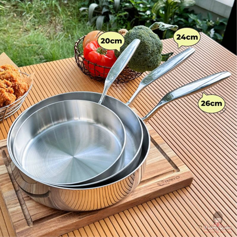 Chảo Inox 316 liền khối 5-Ply Premium Kaiyo thành cao size 26cm rẻ