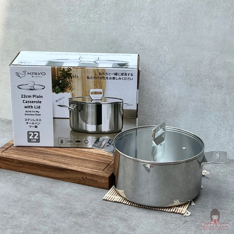 Nồi đúc Inox 3 lớp đáy liền Tri-Ply Kaiyo 22cm