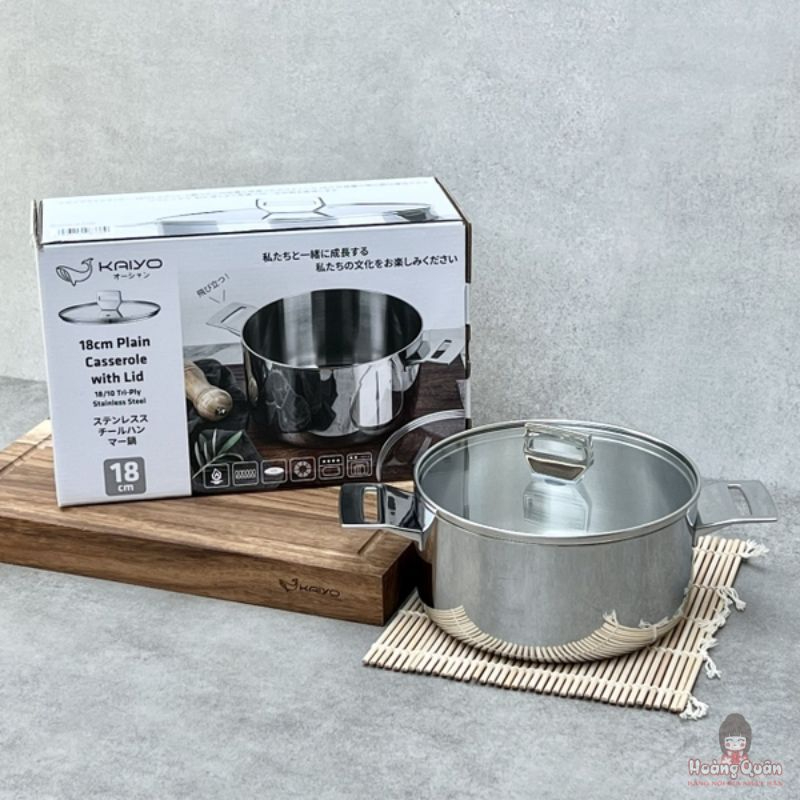 Nồi đúc Inox 3 lớp đáy liền Tri-Ply Kaiyo 18cm