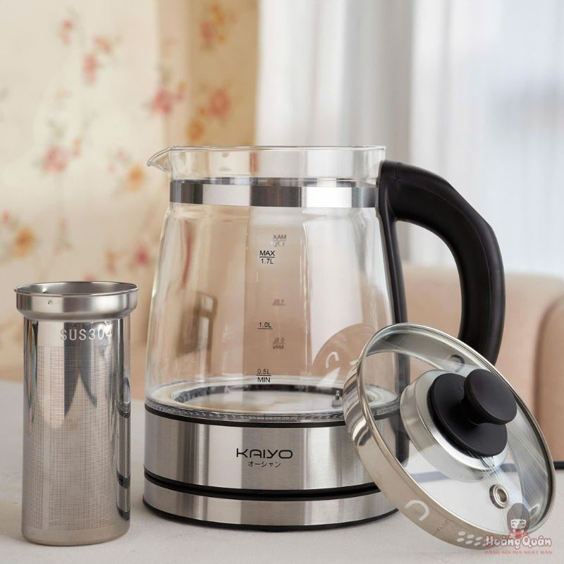 Ấm siêu tốc thuỷ tinh kèm lõi lọc trà Kaiyo 1,7L, model KEK-062 rẻ
