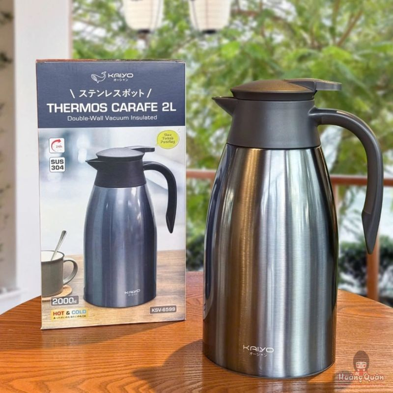 Phích giữ nhiệt 2 lớp inox Kaiyo màu xanh đá 2L