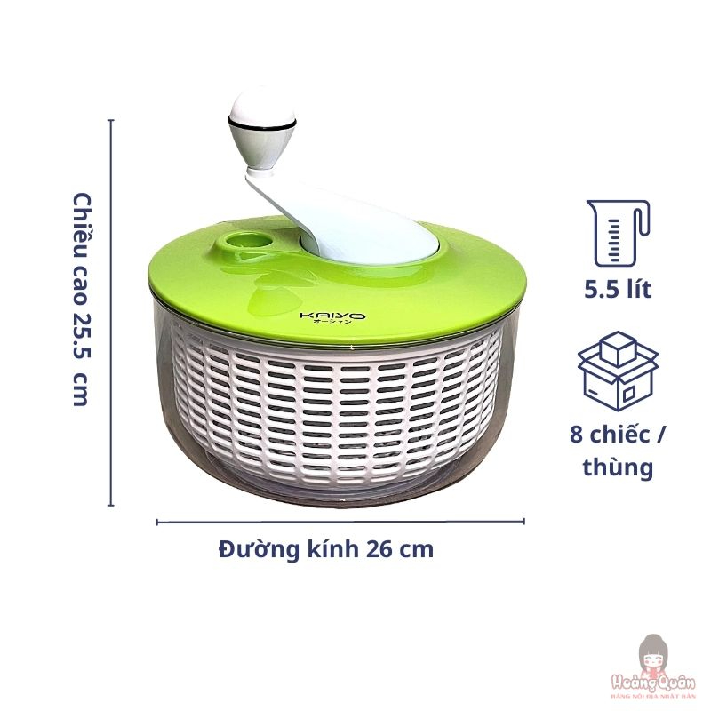 Rổ quay rau Kaiyo màu xanh dung tích 5.5L