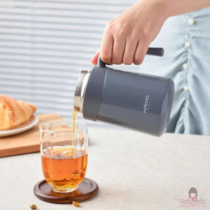 Cốc giữ nhiệt 2 lớp Inox kèm lõi lọc trà 350ml màu ghi Kaiyo