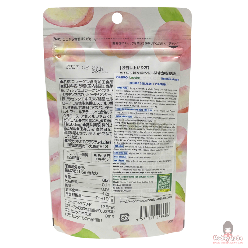 Viên Bổ Sung Collagen & Placenta Orihiro Túi 120v giá tốt