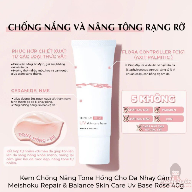 Kem chống nắng Meishoku Repair & Balance Skin Care UV Base Rose 40g giá rẻ